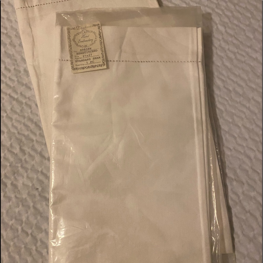 Boutross Hand Embroidery Hemstitched Standard Sham